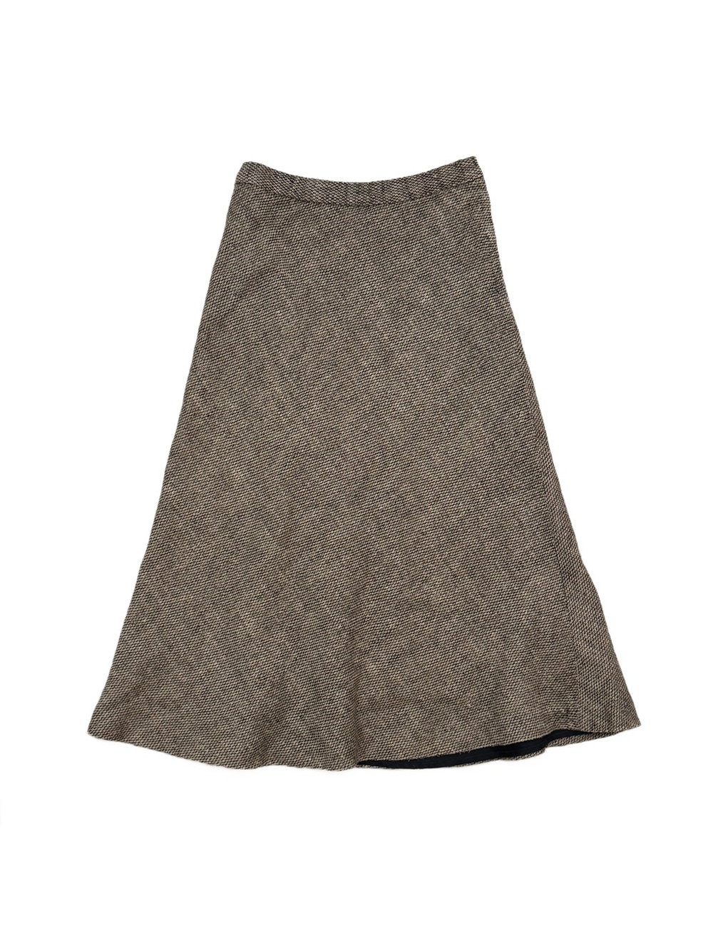 Claudio Tagini Italy Black & Tan Lined High Waisted Bias Cut A-Line Skirt
